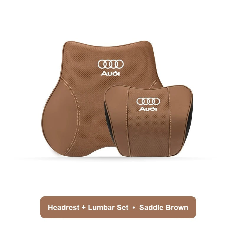 Audi Headrest and Lumbar Set in Saddle Brown