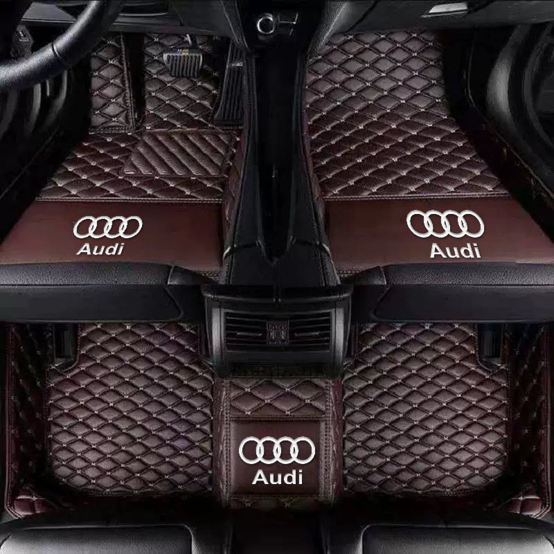 Audi diamond-quilted full-surround floor mat set in brown