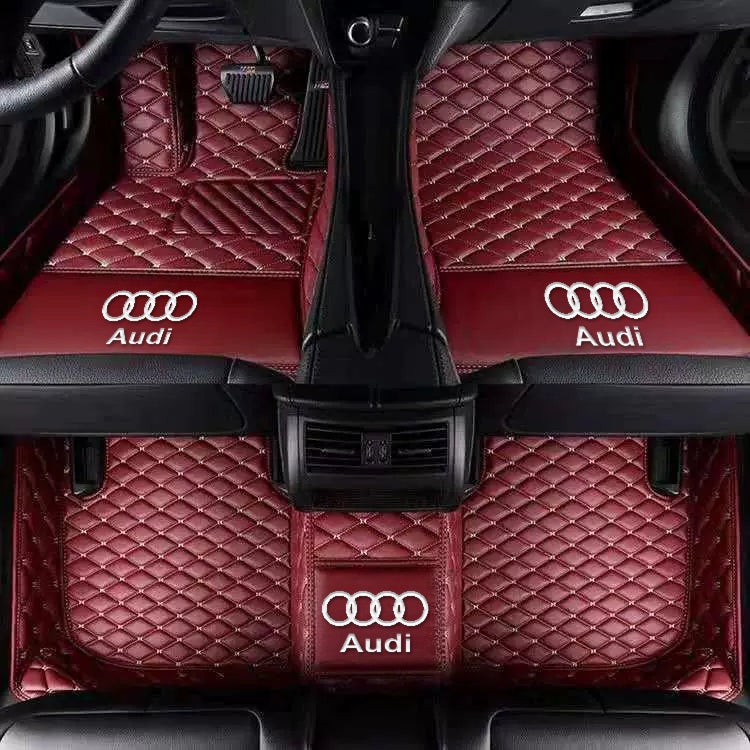Audi diamond-quilted floor mats – Single Layer – Wine Red