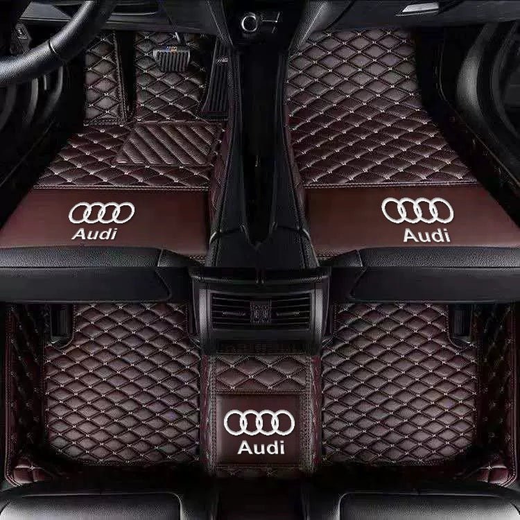 Audi diamond-quilted floor mats – Single Layer – Brown