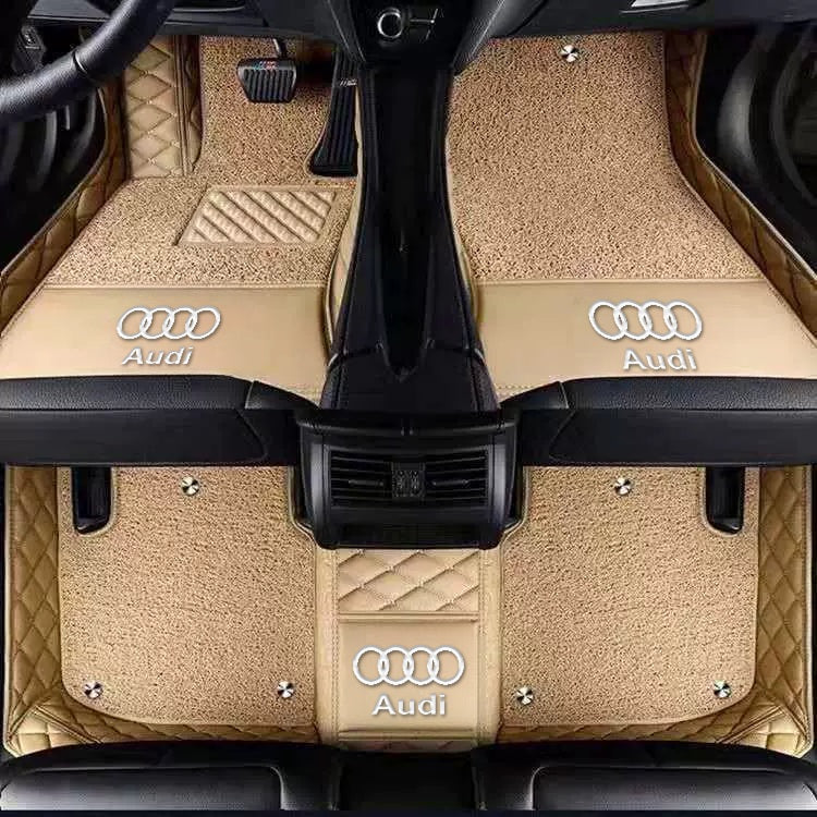Audi diamond-quilted floor mats – Double Layer – Beige + Beige Carpet