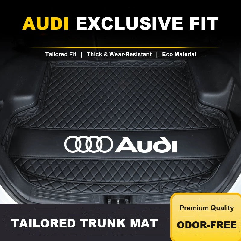 Audi Signature Quilted Trunk Mat in Black with Black Stitching