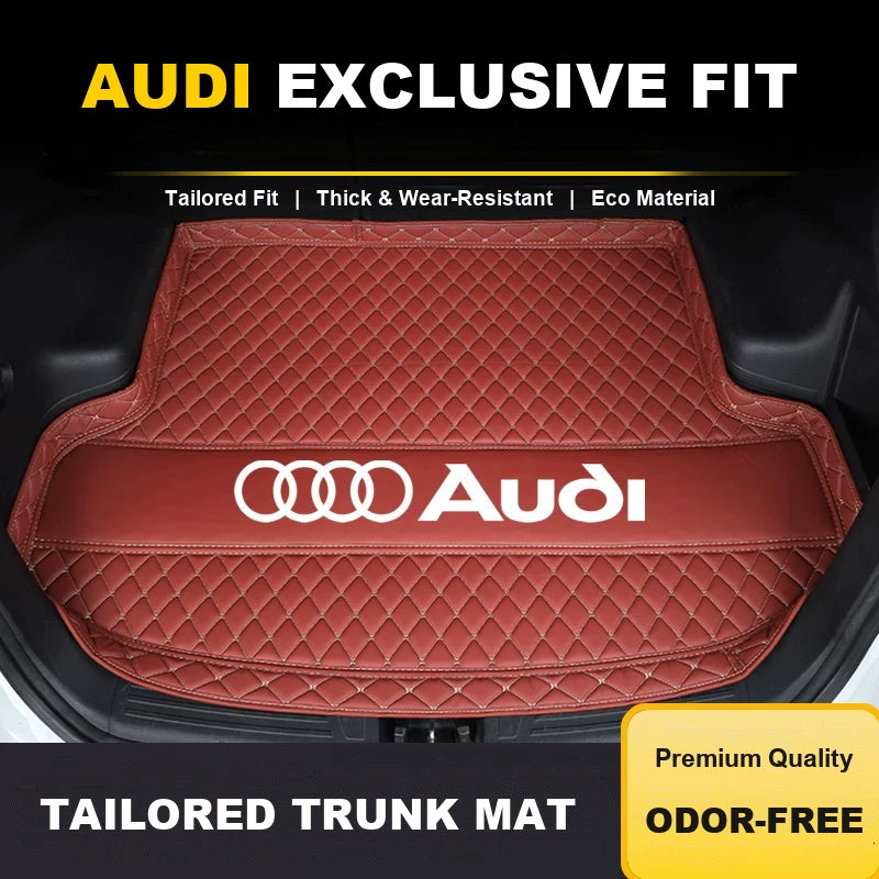 Audi Signature Quilted Trunk Mat in Burgundy Brown