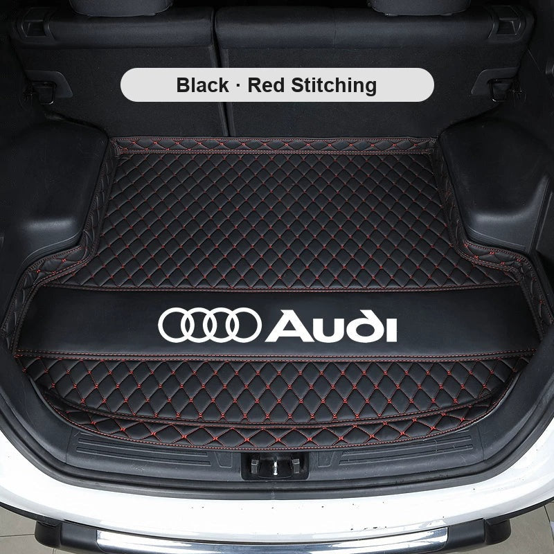 Audi quilted trunk mat – Black with Red Stitching