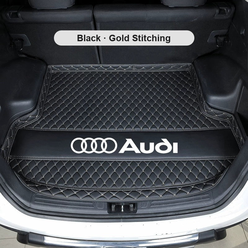 Audi quilted trunk mat – Black with Gold Stitching