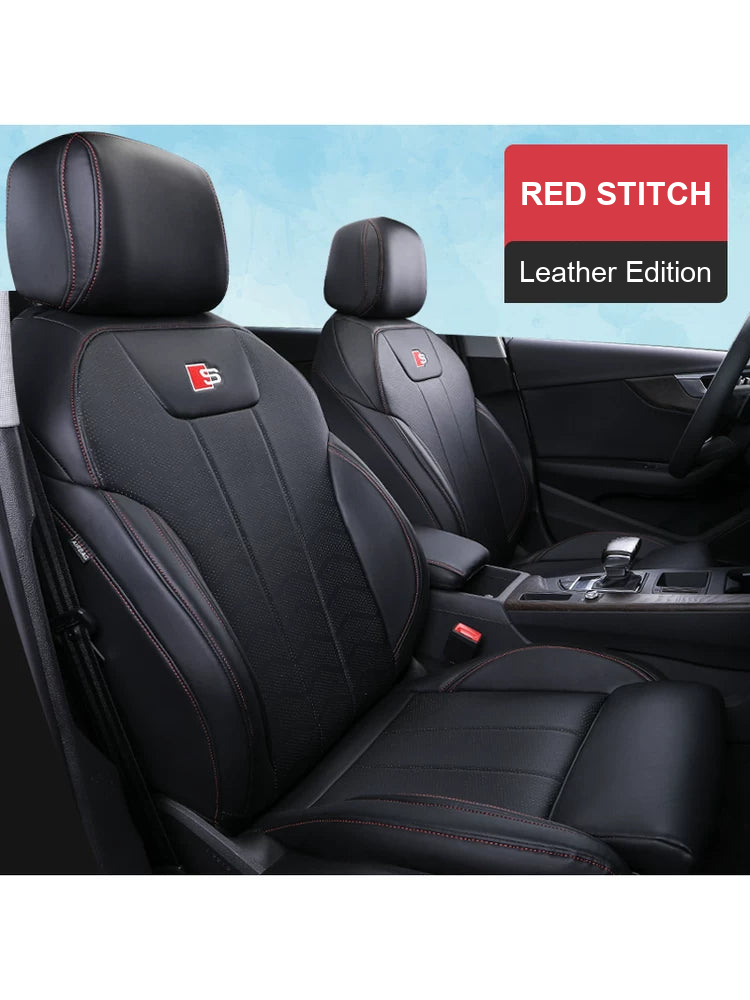Audi Signature Full-Surround Seat Covers – Red Stitch Leather Edition