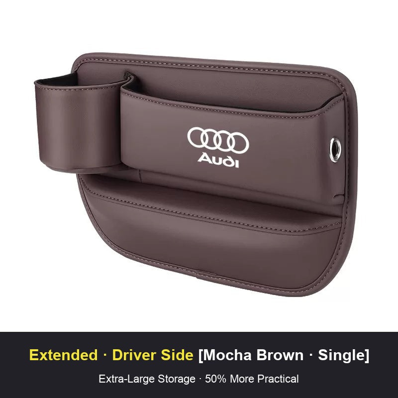 Audi seat gap storage box, Mocha Brown, driver side