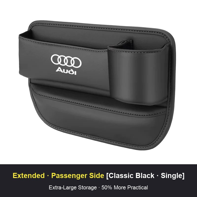 Audi seat gap storage box, Classic Black, passenger side