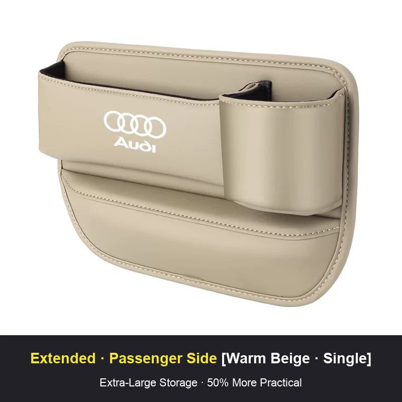 Audi seat gap storage box, Warm Beige, passenger side
