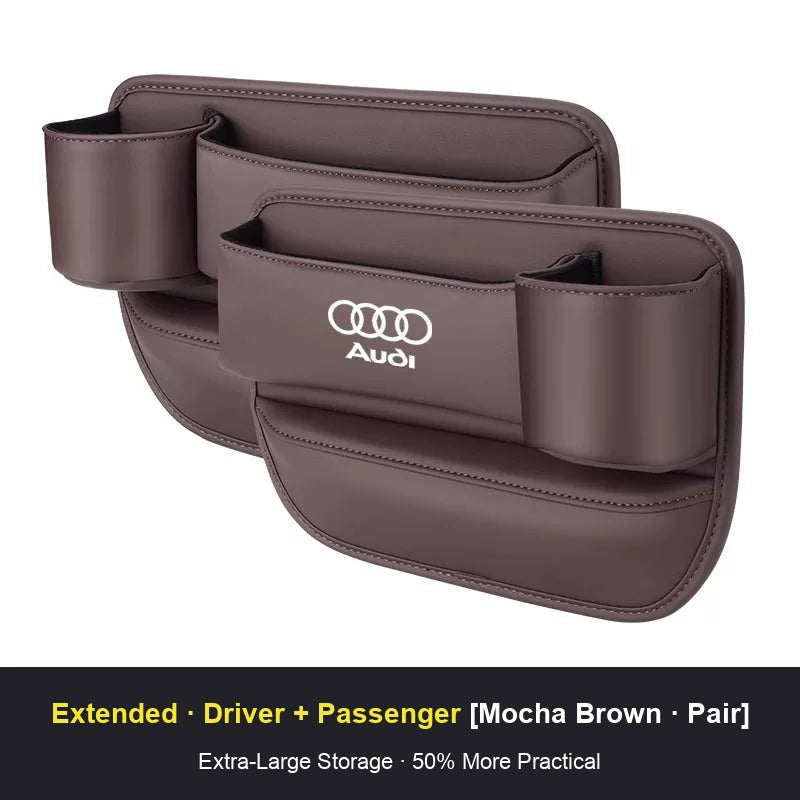 Audi seat gap storage box pair, Mocha Brown, driver and passenger