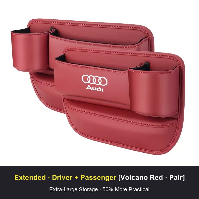Audi seat gap storage box pair, Volcano Red, driver and passenger
