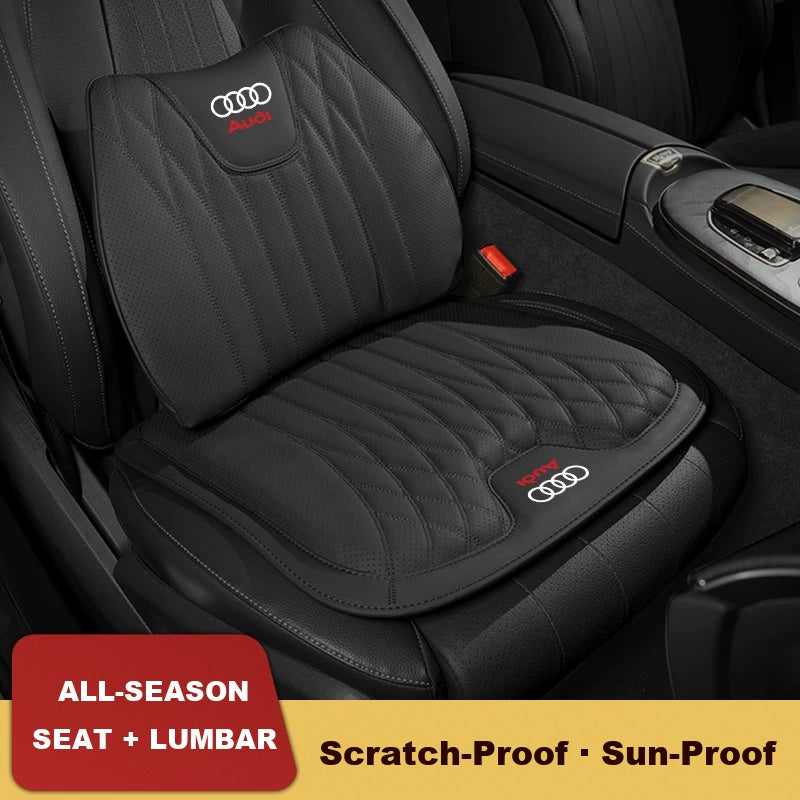 Audi all-season seat cushion and lumbar support set in black leather