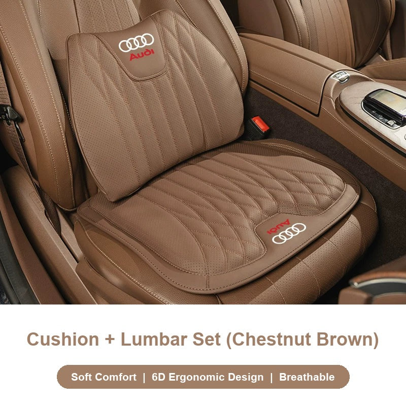 Audi Seat Cushion and Lumbar Support Set in Chestnut Brown