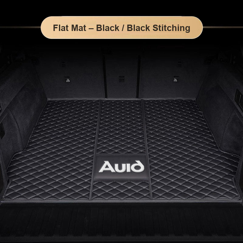 Audi trunk mat – Flat Mat – Black / Black Stitching