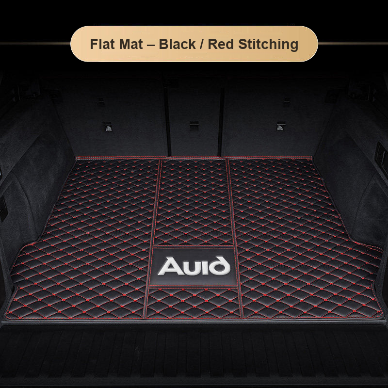 Audi trunk mat – Flat Mat – Black / Red Stitching