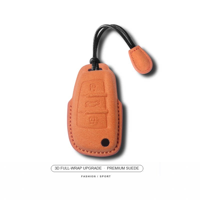 Audi Sport Suede Key Case – Orange, Type E, cord lanyard