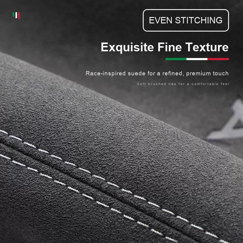 Even contrast stitching on the Audi suede armrest cover