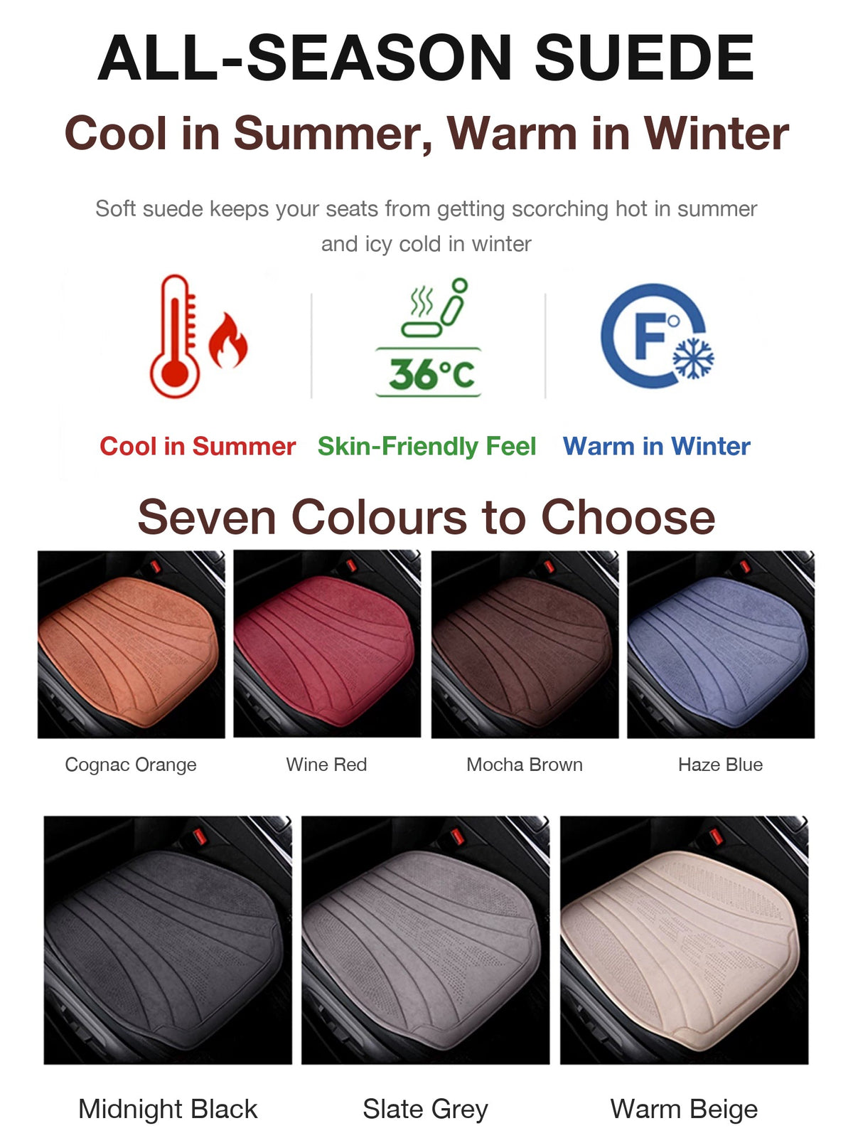 Audi all-season suede seat cushion – cool in summer, warm in winter, seven colours
