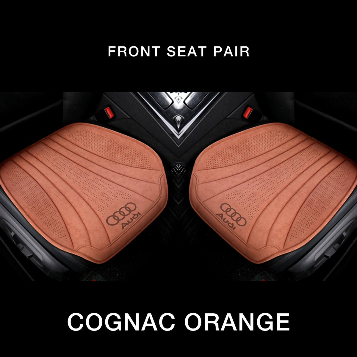 Audi suede front seat cushion pair – Cognac Orange