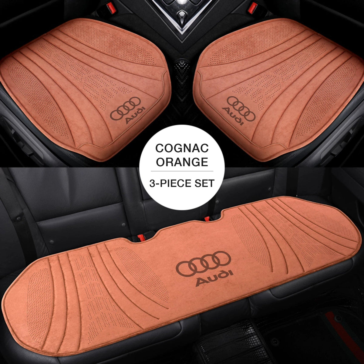 Audi suede seat cushion 3-piece set – Cognac Orange