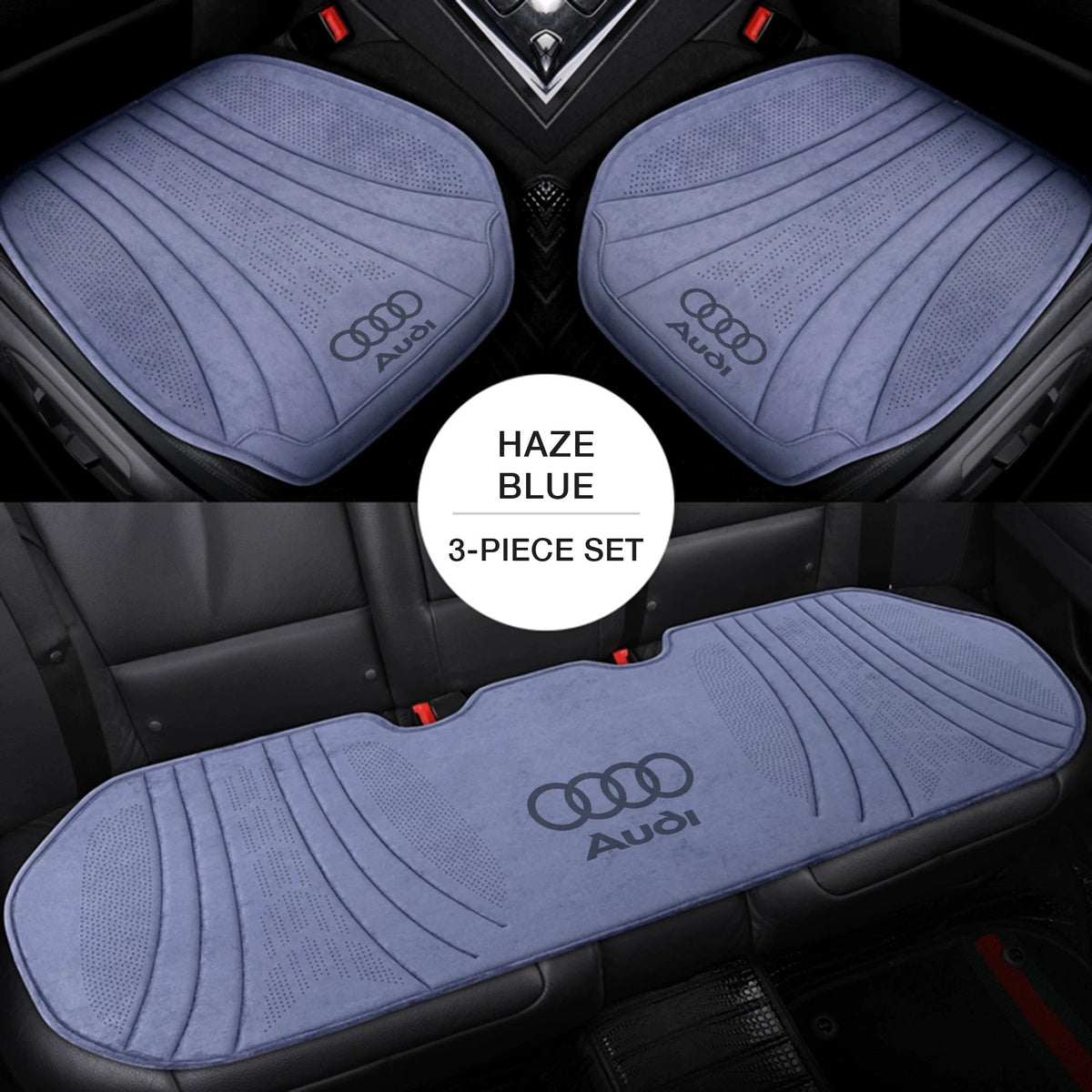 Audi suede seat cushion 3-piece set – Haze Blue