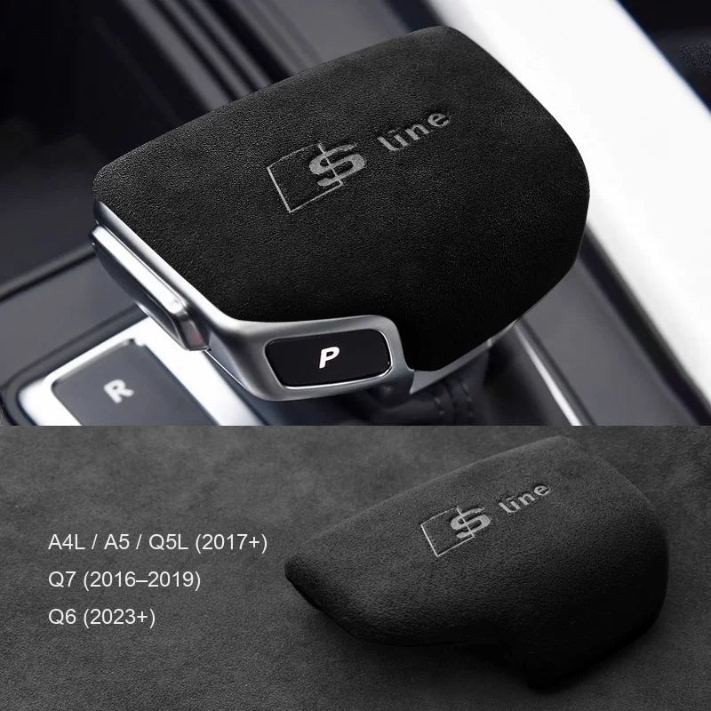 Audi suede gear knob cover for A4L, A5, Q5L, Q7, Q6 – embossed S line, imported suede