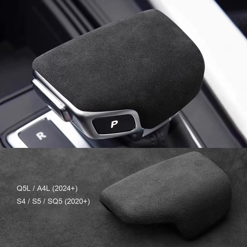 Audi suede gear knob cover for A4L, Q5L 2024+ and S4, S5, SQ5 – plain, Italian suede