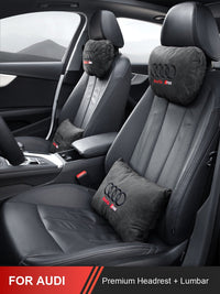 Audi Signature Suede Neck Pillow – Luxury Headrest and Lumbar Comfort Collection