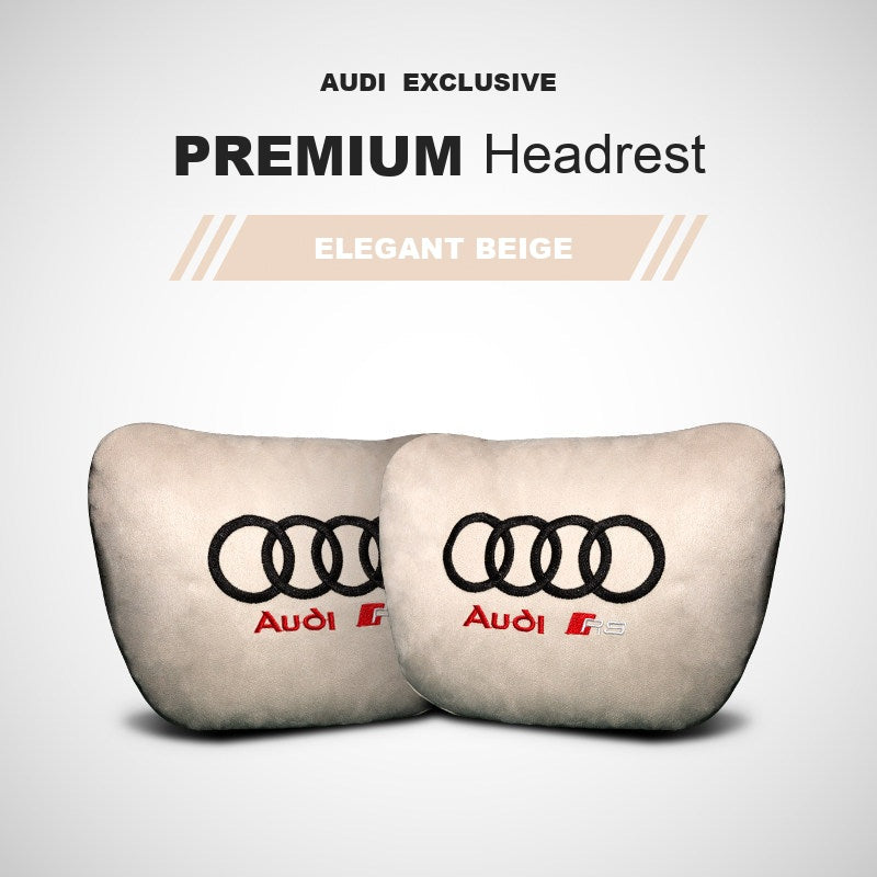 Audi RS suede headrest pillow – Elegant Beige, 2 Headrests