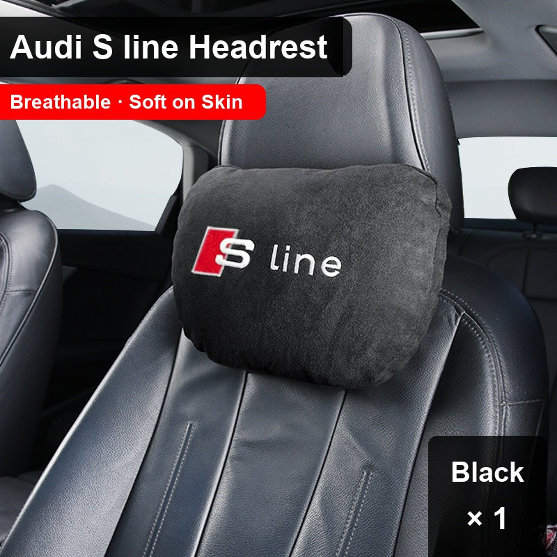 Audi S line suede headrest pillow – Phantom Black, 1 Headrest
