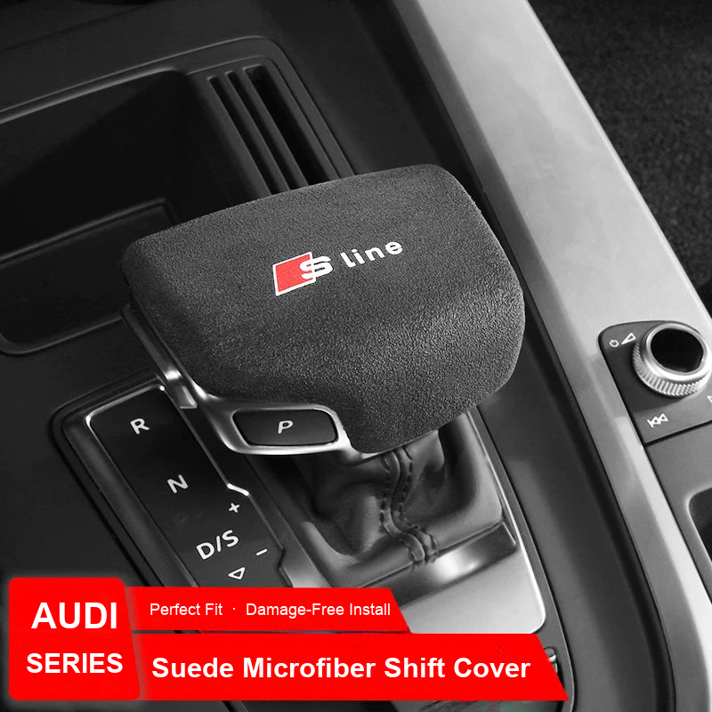 Audi suede microfiber shift cover fitted on gear selector