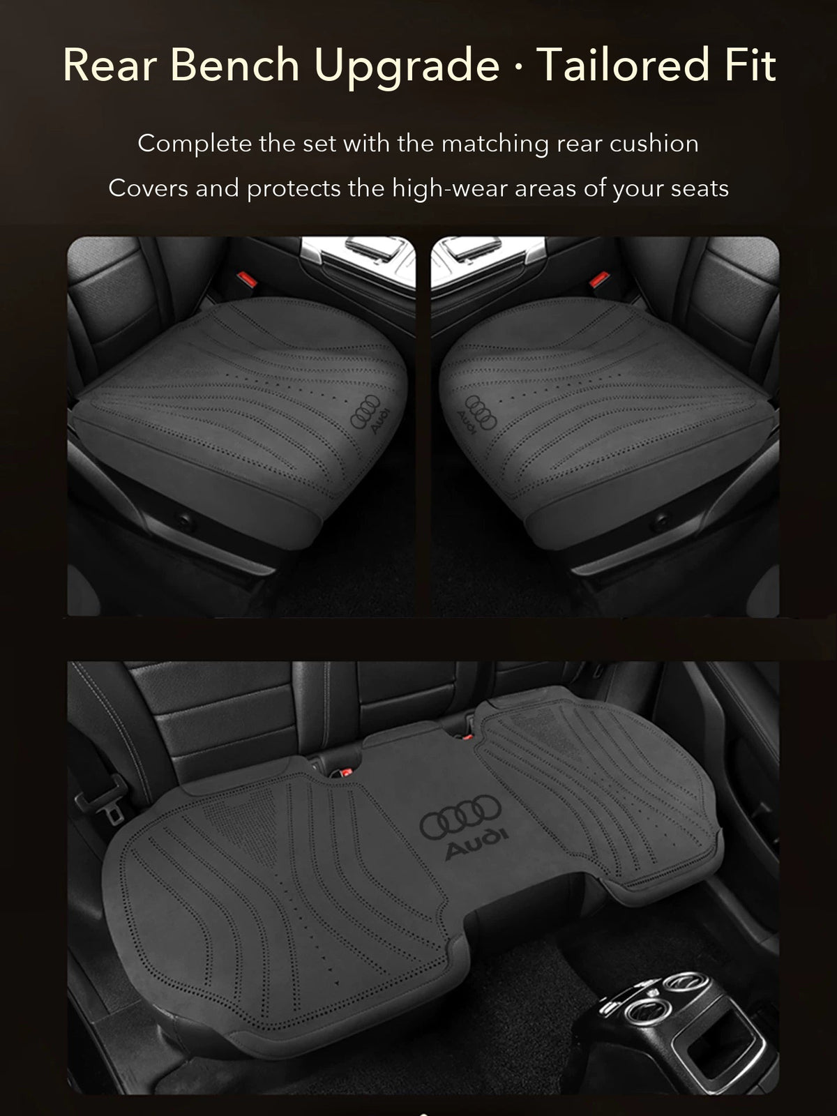 Audi suede seat cushions – front pair and matching rear bench cushion