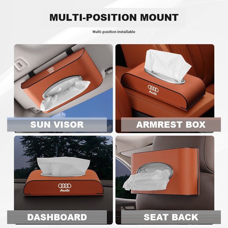 Boîte à mouchoirs en cuir Audi - Support multi-positions