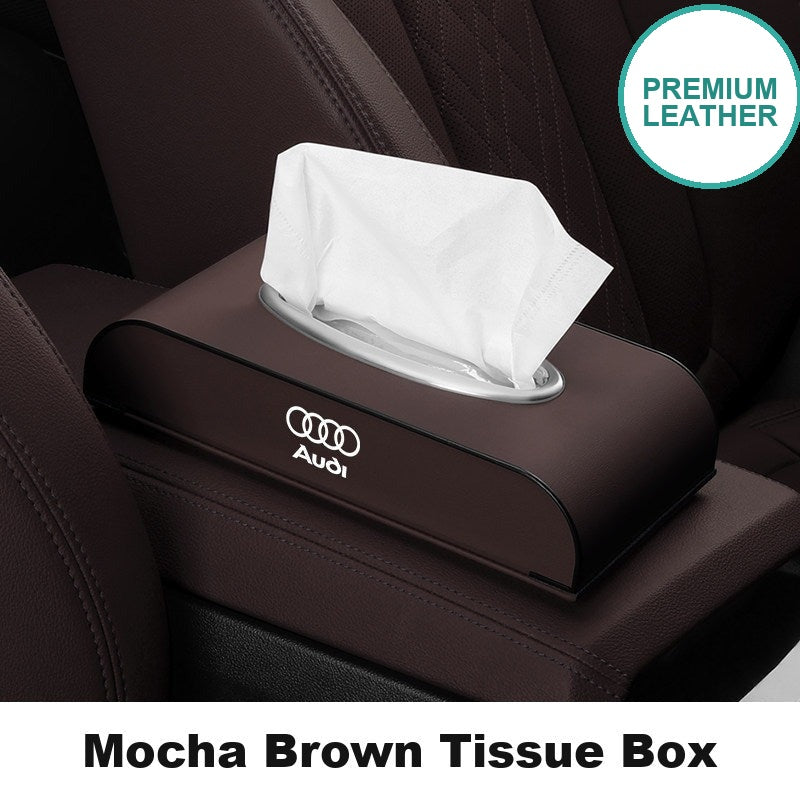 Boîte à mouchoirs en cuir Audi - Support multi-positions
