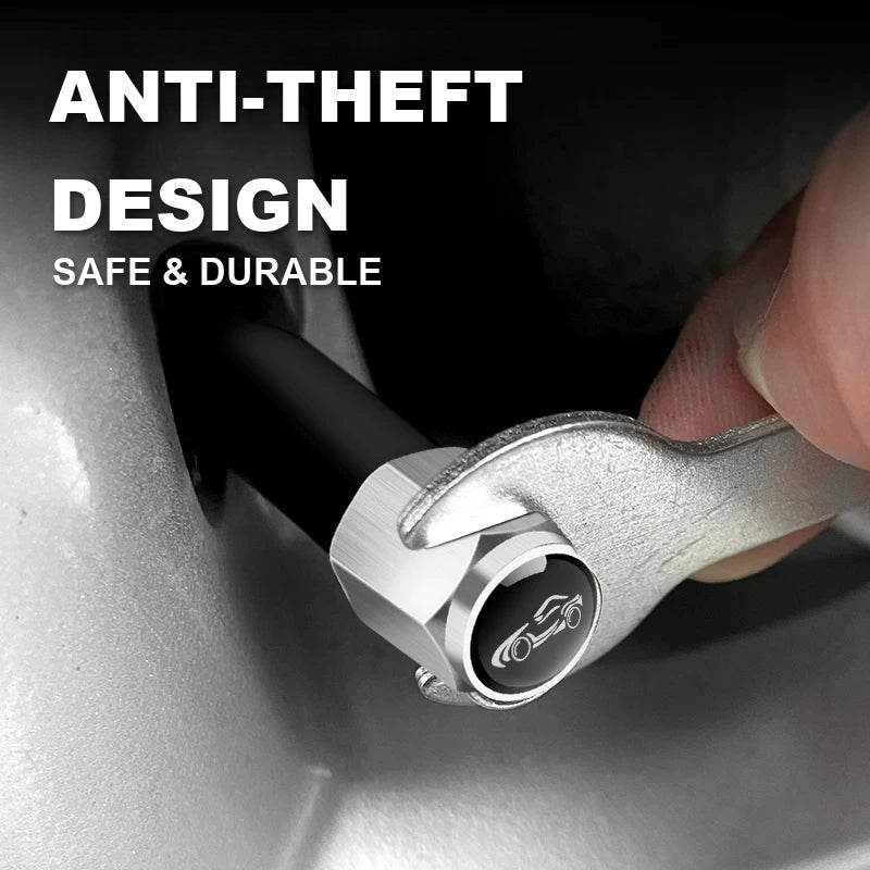 Anti-theft hex valve cap removed only with the included wrench