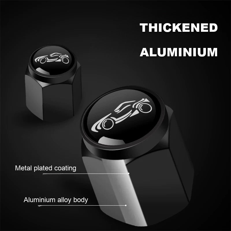 Thickened aluminium alloy valve cap with metal plated finish