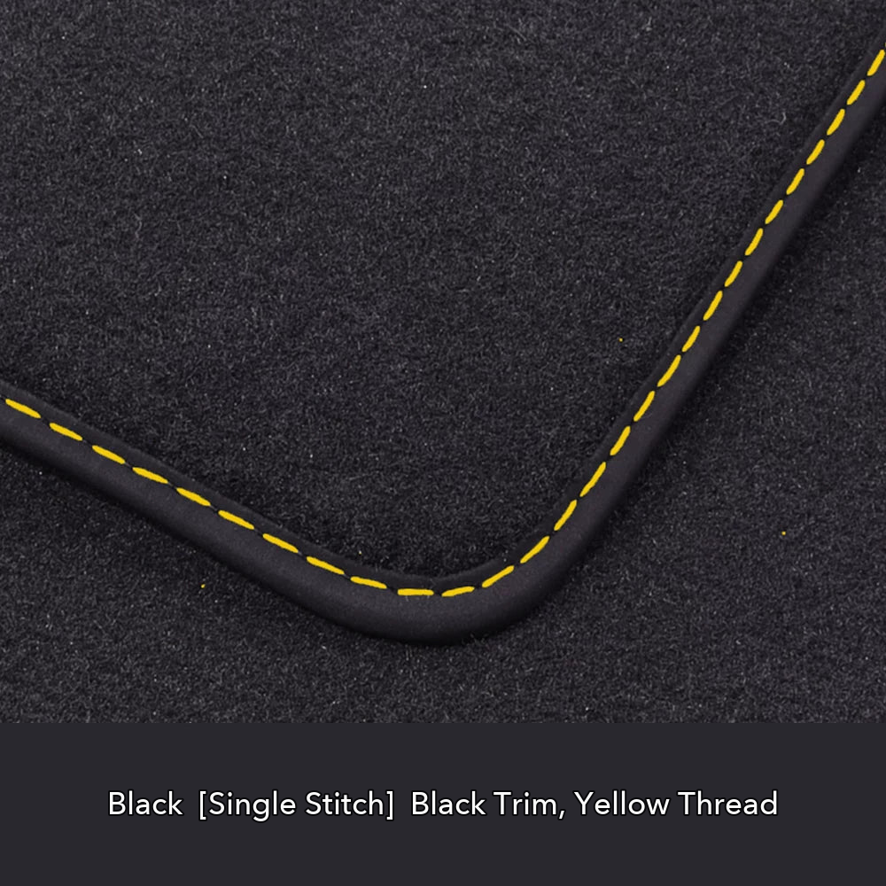 Audi velour floor mat edge detail – Black – Yellow Stitch