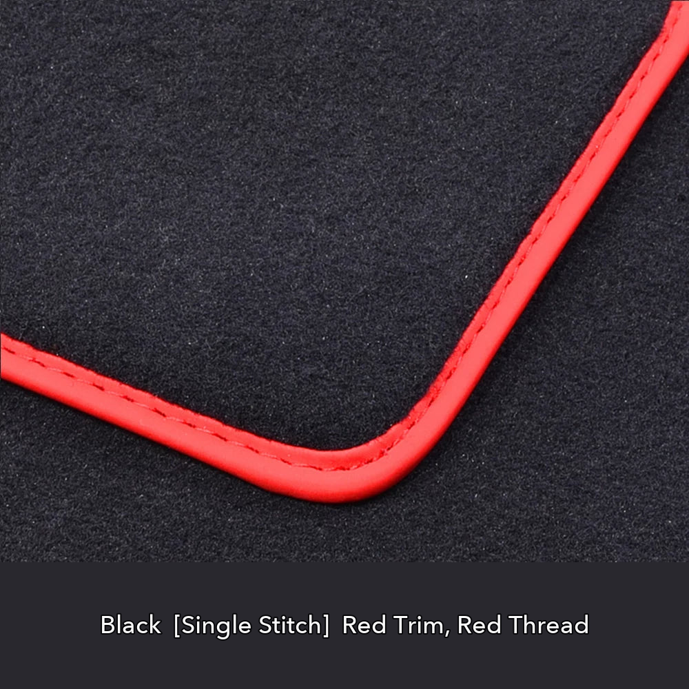 Audi velour floor mat edge detail – Black – Red Trim