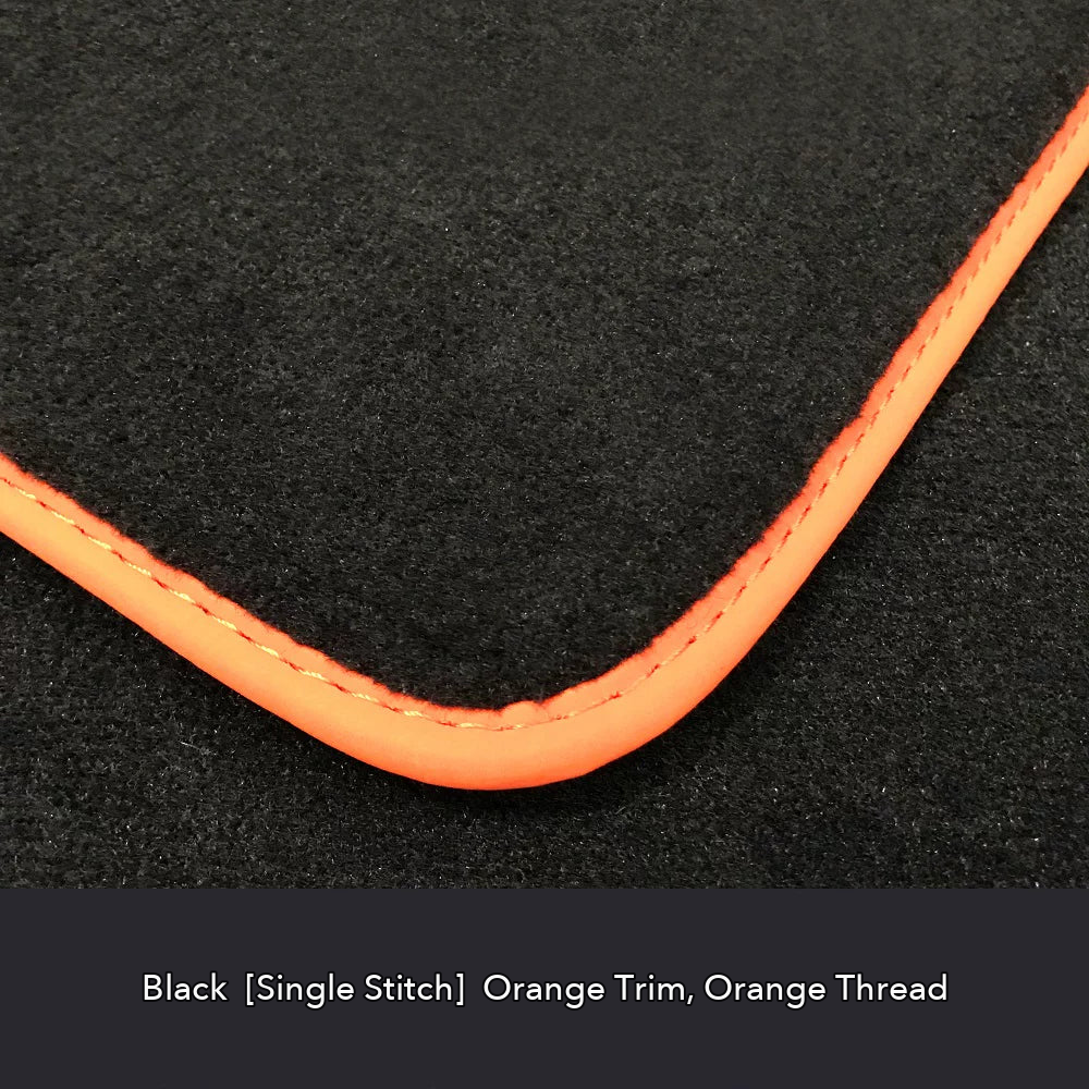 Audi velour floor mat edge detail – Black – Orange Trim
