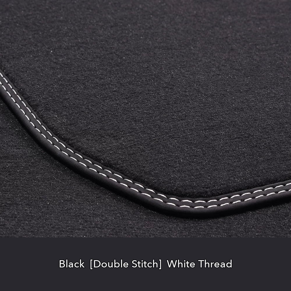 Audi velour floor mat edge detail – Black – White Double Stitch