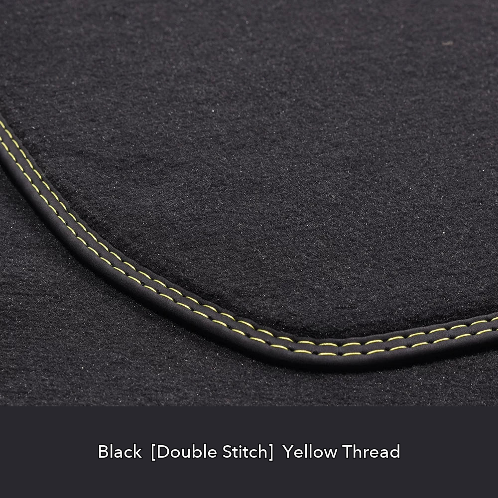 Audi velour floor mat edge detail – Black – Yellow Double Stitch