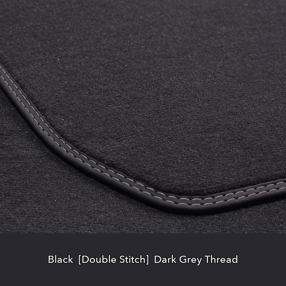 Audi velour floor mat edge detail – Black – Dark Grey Double Stitch
