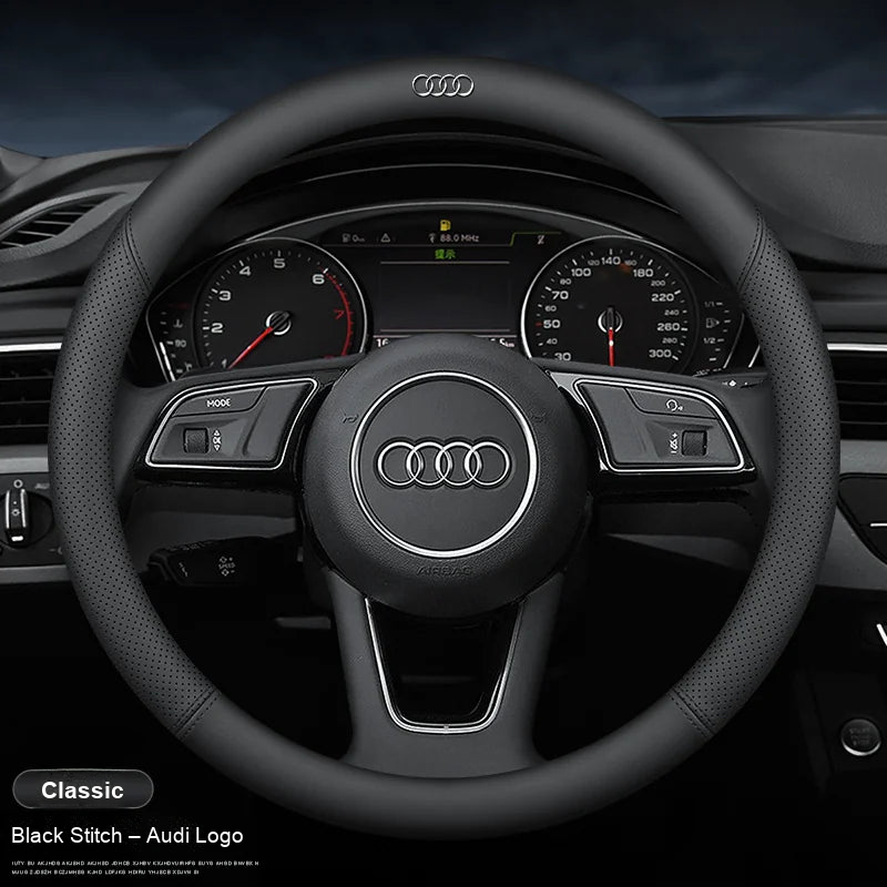 Round – Classic, black stitch, Audi logo