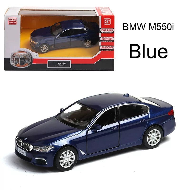 1:36 BMW M550i diecast model with box