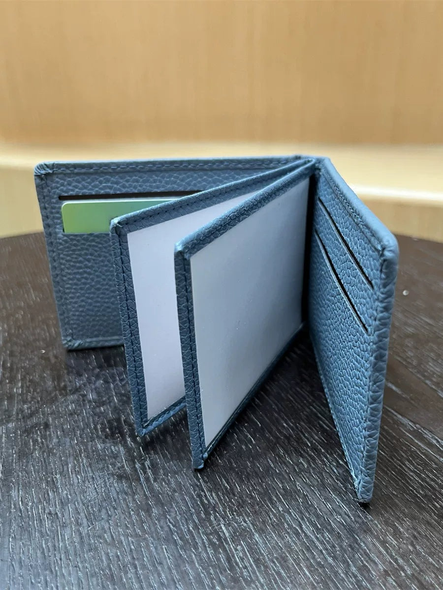 BMW roundel license wallet in blue opened to show ID windows and card slots