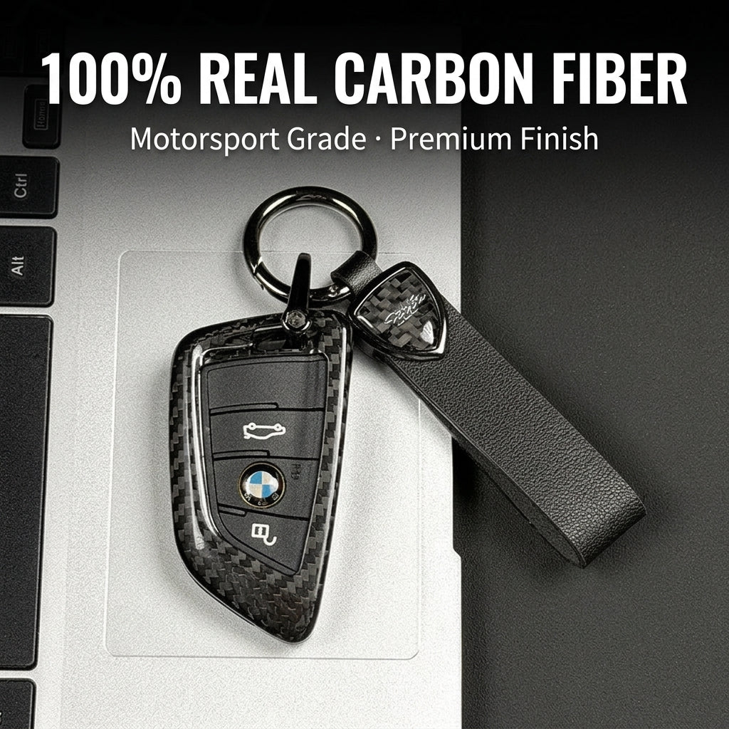 BMW Real Carbon Fiber Blade Key Fob Case - Luxury Protective Cover