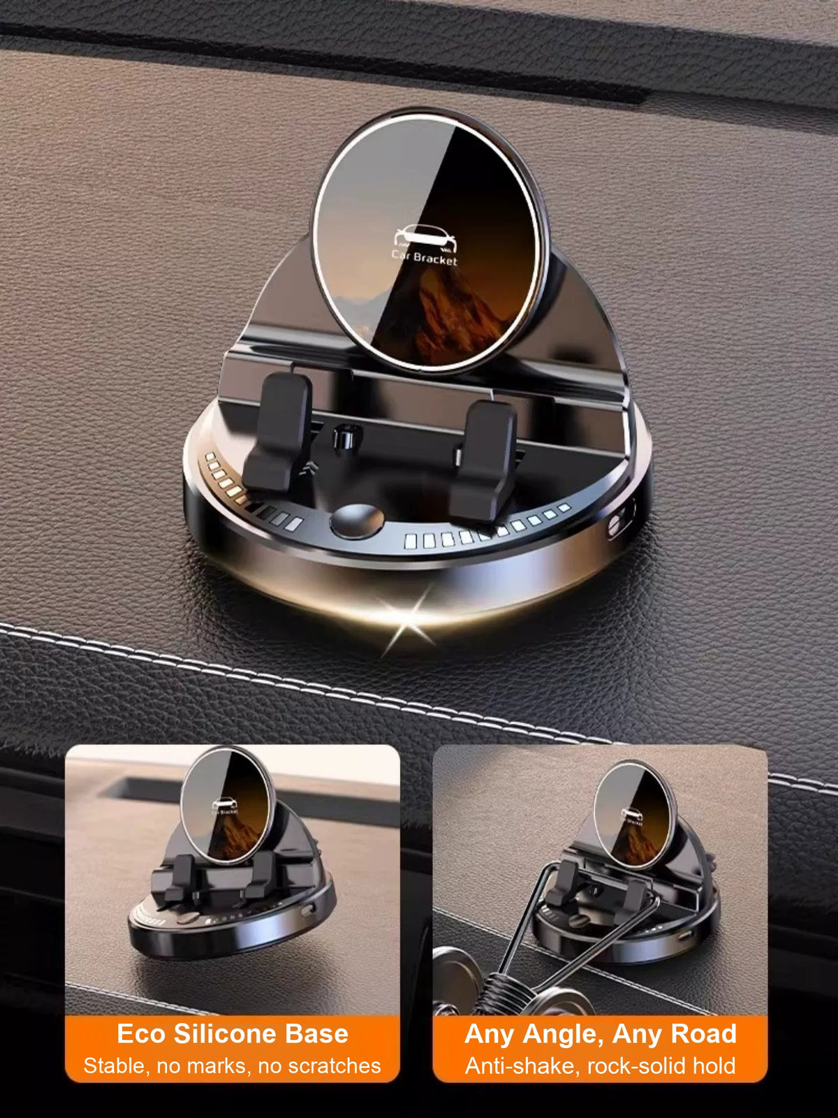 Dashboard phone stand with eco silicone non-slip base