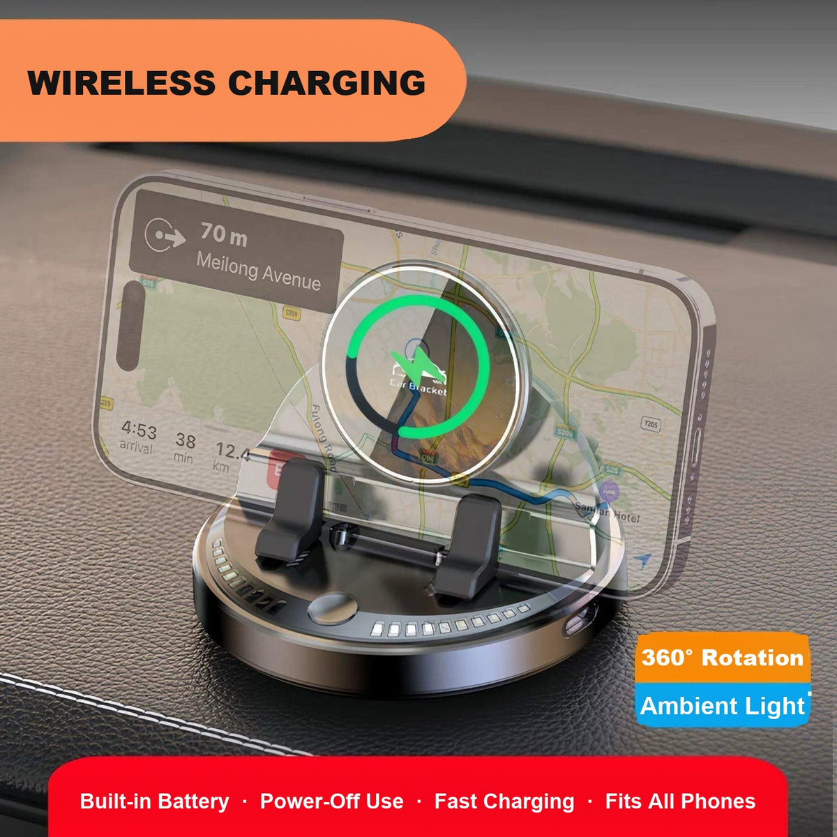Sport Emblem wireless charging dashboard phone stand