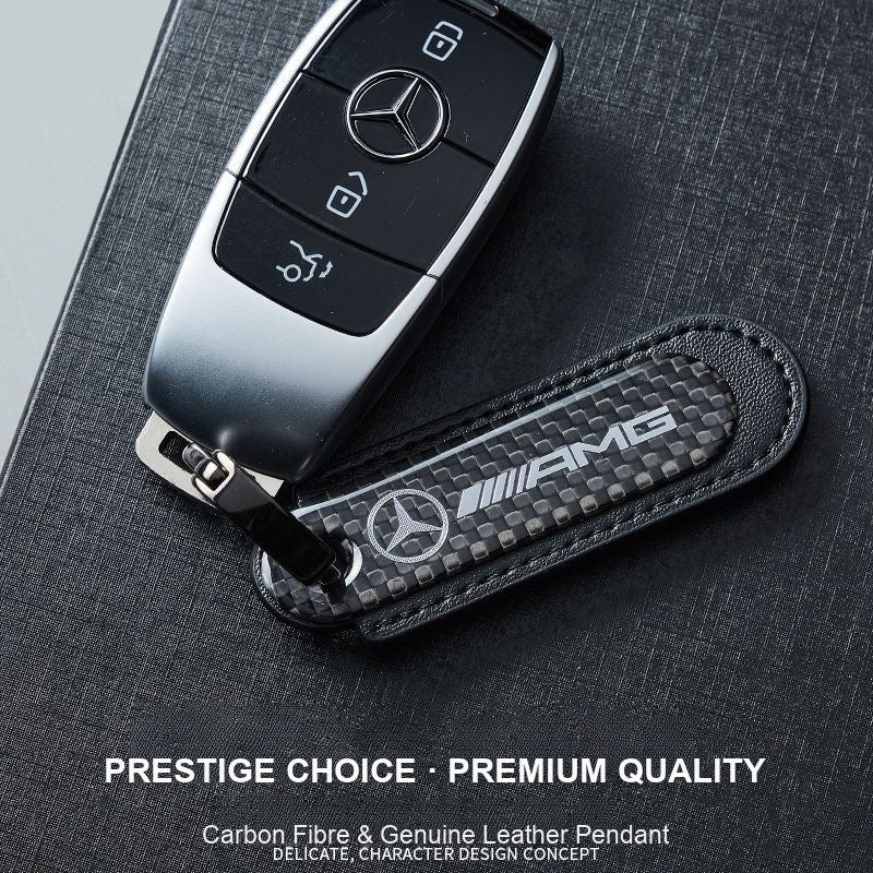 Mercedes-AMG carbon fibre keychain with Mercedes key