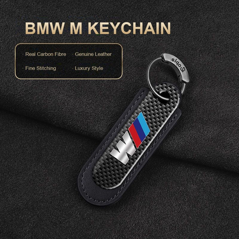 BMW M badge carbon fibre keychain